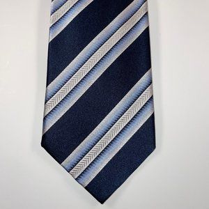 Silk Paul Smith Tie - Navy W/Light Blue & White Stripes - EUC